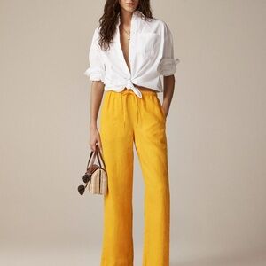 J. Crew Yellow Straight Leg Pants with Elastic Waistband